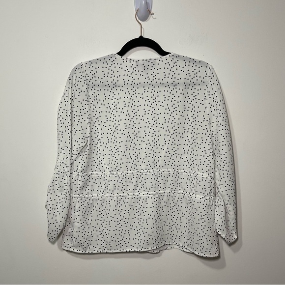 SFW women’s Black and white polka dots ruched sleeves and bow tie blouse in M - Picture 7 of 7